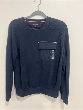 Tommy Hilfiger Navy Crewneck Sweater with Chest Pocket